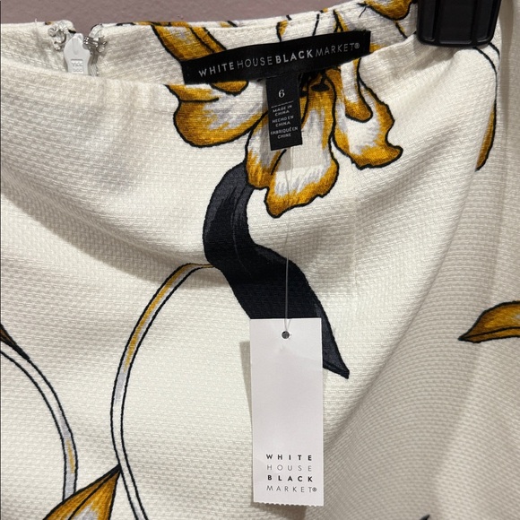 White House Black Market Cream Floral Pencil Skirt, Size 6 -NWT - Picture 3 of 12